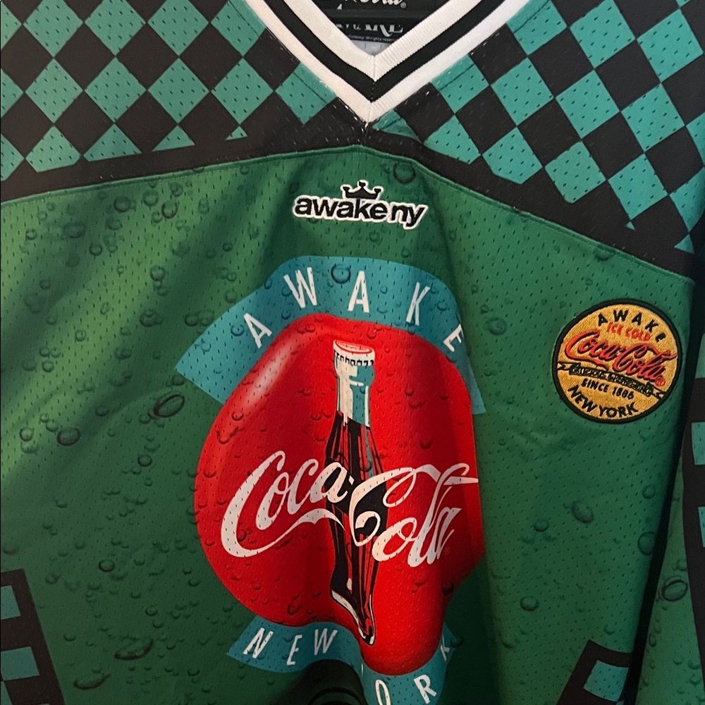Awake NY Green and Black Checkered Coca Cola Jersey long sleeve - Picture 3 of 9